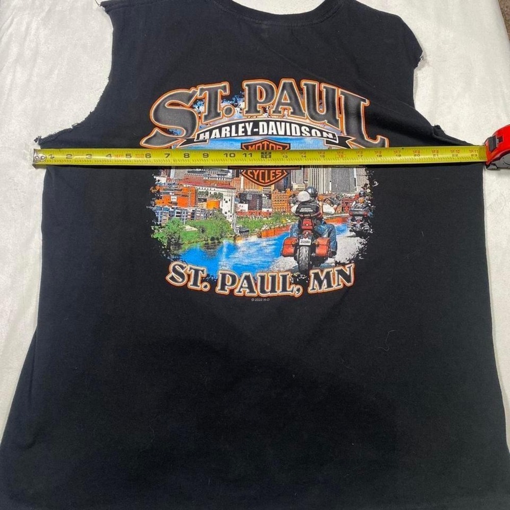 Harley Davidson St Paul MN Sleeveless TShirt Biker Mens Black Cut Off Muscle Tee - Picture 5 of 5